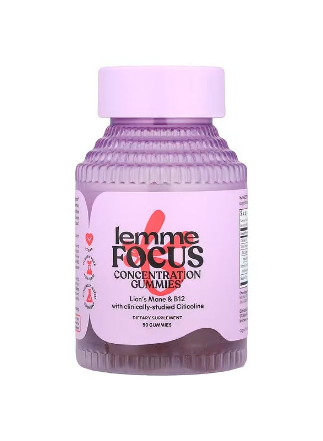 Focus, Concentration Gummies, Strawberry, 50 Gummies
